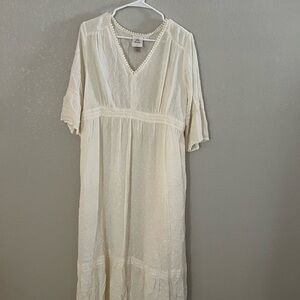 ivory off the shoulder sweater dress Ivory Knit Off Shoulder Boucle Maxi Dress main image 0